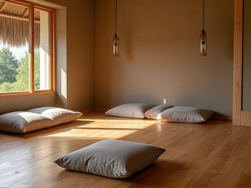 Meditation space with cushions